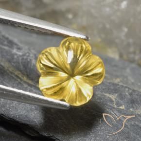 Citrino Amarillo-dorado claro natural de 2.19 ct, Corte Flor, Transparente