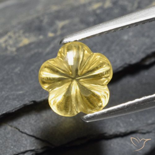 2.11ct Natural Amarillo-dorado claro Citrino, Corte Flor, Transparente