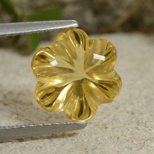 3.48ct Natural Amarillo púrpura Citrino, Corte Flor, Transparente