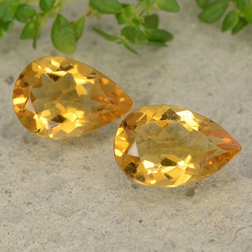 2.14ctw Natural Naranja dorado intenso Citrino, En forma de pera, VVS-VS