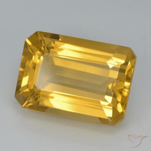 Citrino Dorado medio natural de 6.99 ct, Corte Octágono / Esmeralda, VVS