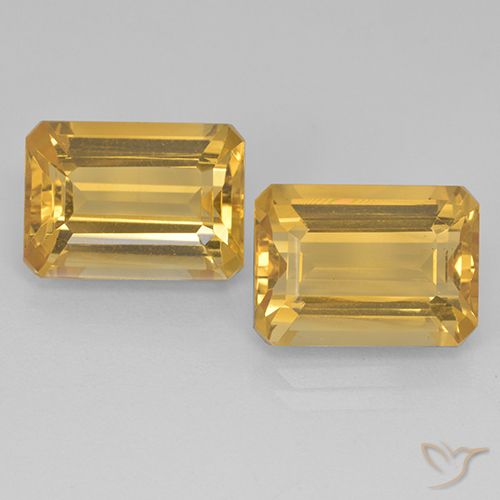 Gemas de Citrino Dorado oscuro medio natural de 15.59 ct, corte esmeralda, VVS-VS