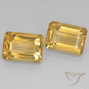 Gemas de Citrino Dorado oscuro medio natural de 15.59 ct, corte esmeralda, VVS-VS