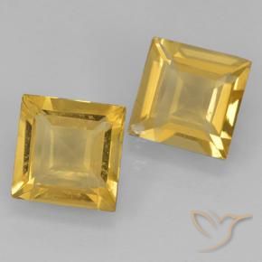 Gemas de Citrino Dorado medio natural de 1.75 ct, Cuadrado, VVS-VS