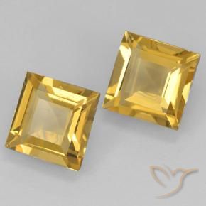 Gemas de Citrino Dorado medio natural de 1.90 ct, Cuadrado, VVS-VS