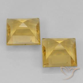 Gemas de Citrino Dorado medio natural de 1.90 ct, Cuadrado, VVS-VS