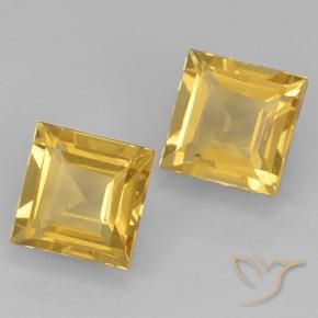 Gemas de Citrino Dorado medio natural de 1.98 ct, Cuadrado, VVS-VS