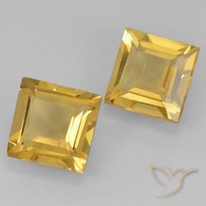 Gemas de Citrino Dorado medio natural de 1.83 ct, Cuadrado, VVS-VS