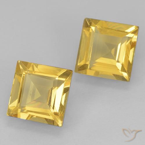 Gemas de Citrino Dorado natural de 1.83 ct, Cuadrado, VVS-VS