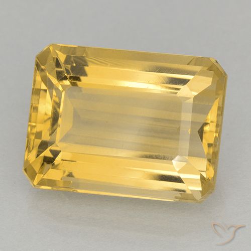 12.21ct Natural Dorado medio Citrino, corte esmeralda, VVS