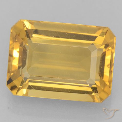 6.60ct Natural Dorado medio Citrino, corte esmeralda, VVS