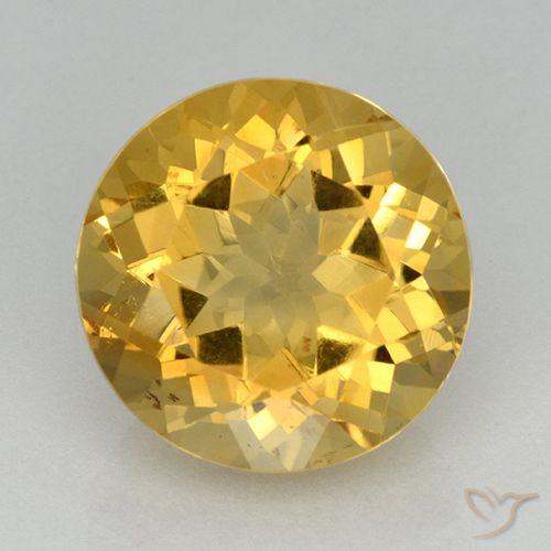 Citrino dorado natural de 5,91 ct, corte redondo, VVS-VS