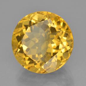 Citrino amarillo natural de 12,60 ct, corte redondo, VVS