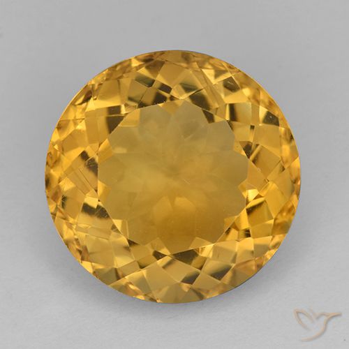 Citrino Dorado oscuro natural de 10.11 ct, Corte Redondo, VVS