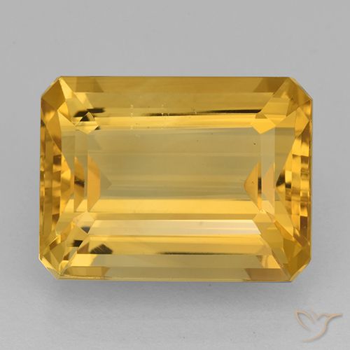 Citrino Dorado medio natural de 12.64 ct, corte esmeralda, VVS