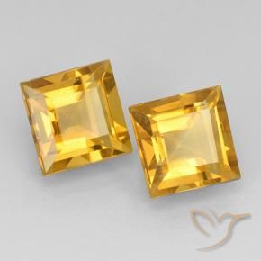 Gemas de Citrino Naranja dorado intenso natural de 4.68 ct, Cuadrado, VVS-VS