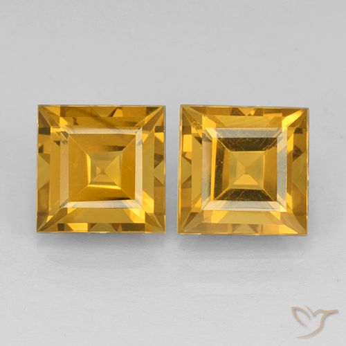 5.00ctw Natural Dorado oscuro Citrino, Cuadrado, VVS-VS