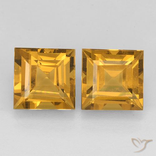 5.20ctw Natural Dorado oscuro Citrino, Cuadrado, VVS-VS