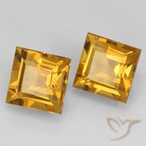 Gemas de Citrino Dorado oscuro natural de 5.20 ct, Cuadrado, VVS-VS