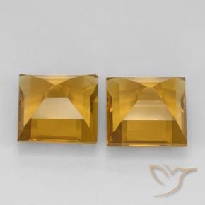 Gemas de Citrino Dorado oscuro natural de 5.20 ct, Cuadrado, VVS-VS