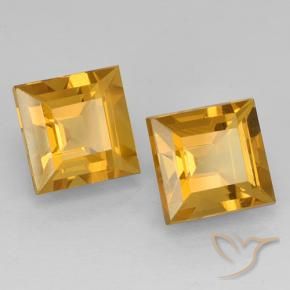 Gemas de Citrino Naranja dorado intenso natural de 4.91 ct, Cuadrado, VVS-VS