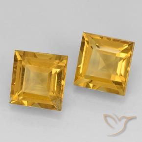 Gemas de Citrino Naranja dorado intenso natural de 4.64 ct, Cuadrado, VVS-VS