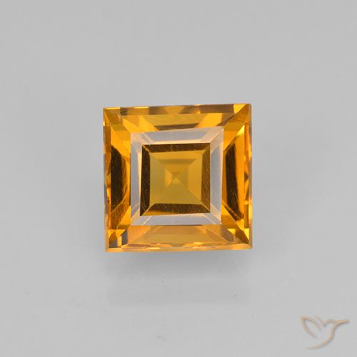 1.97ct Natural Naranja oscuro Citrino, Cuadrado, VVS-VS