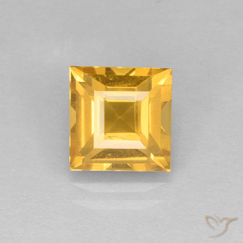 1.98ct Natural Dorado medio Citrino, Cuadrado, VVS