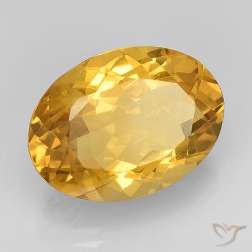 Citrino Dorado medio natural de 11.22 ct, Ovalada, VVS