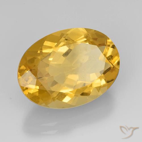 Citrino Dorado medio natural de 10.57 ct, Ovalada, VVS-VS