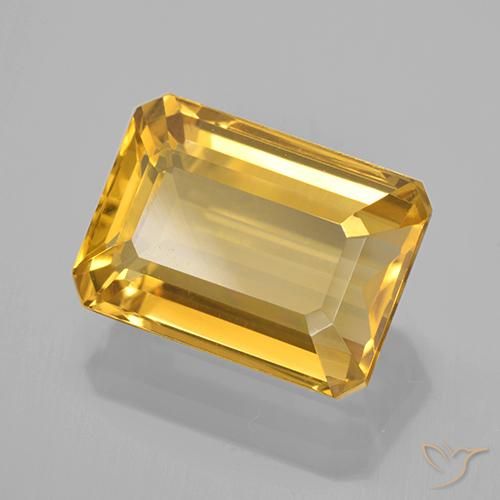 Citrino Dorado medio natural de 7.61 ct, Corte Octágono / Esmeralda, VVS