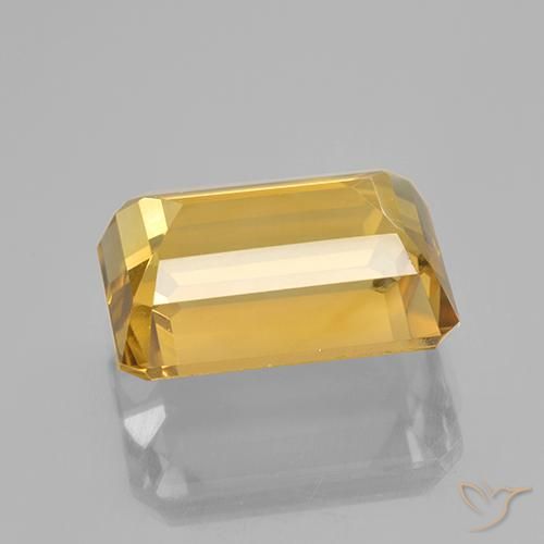 Citrino Dorado medio natural de 7.61 ct, Corte Octágono / Esmeralda, VVS