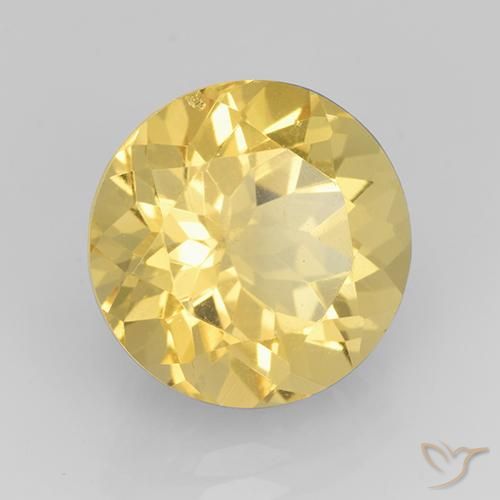Citrino Amarillo medio natural de 7.66 ct, Redondo, VVS-VS