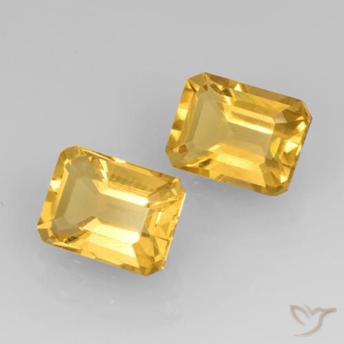 Gemas de Citrino Dorado natural de 3.24 ct, Corte Octágono / Esmeralda, VS