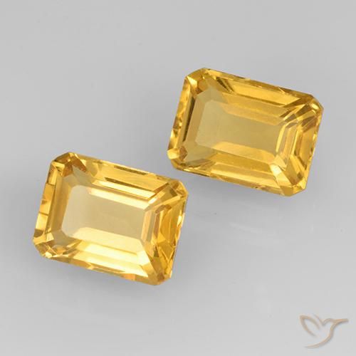 Gemas de Citrino Dorado medio natural de 3.44 ct, Corte Octágono / Esmeralda, VS