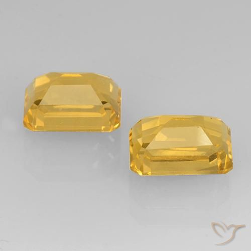 Gemas de Citrino Dorado medio natural de 3.44 ct, Corte Octágono / Esmeralda, VS