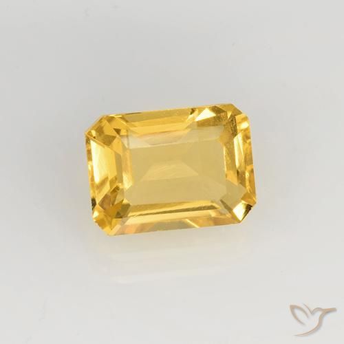 Citrino Dorado medio natural de 1.68 ct, corte esmeralda, VS