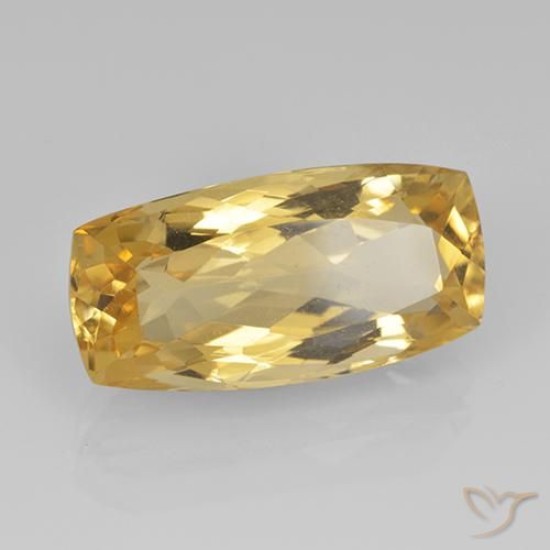 Citrino Dorado medio natural de 7.07 ct, Forma Cojín, VVS-VS