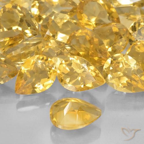 Citrino Dorado medio natural de 0.66 ct, En forma de pera, VVS-VS