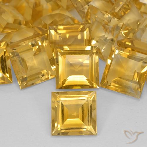 3.33ct Natural Dorado medio Citrino, Cuadrado, VVS-VS