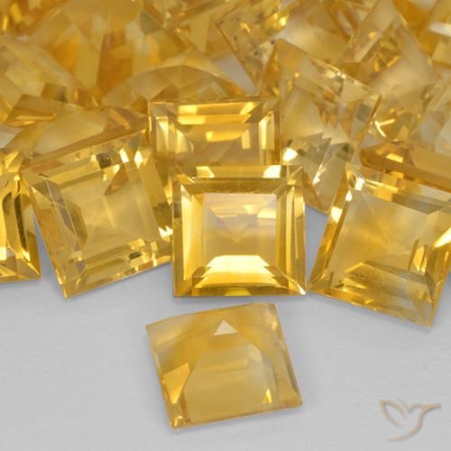 Citrino Dorado medio natural de 3.33 ct, Cuadrado, VVS-VS