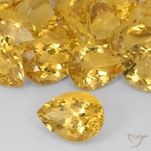 Citrino Dorado medio natural de 7.55 ct, En forma de pera, VVS-VS