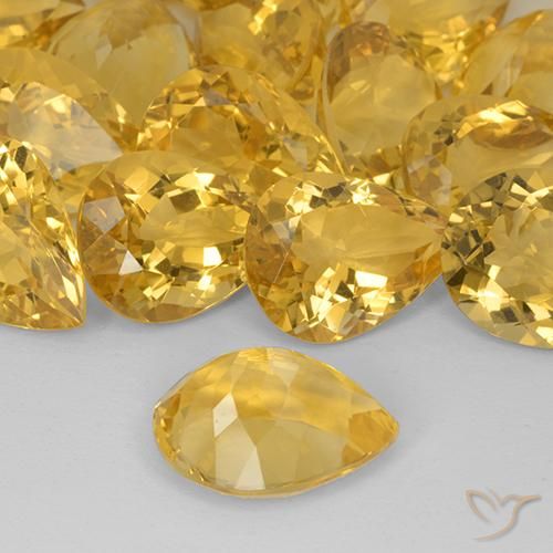 Citrino Dorado medio natural de 7.55 ct, En forma de pera, VVS-VS