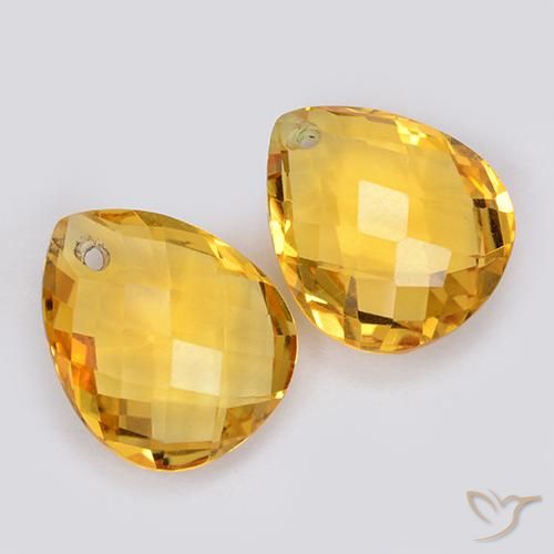 Gemas de Citrino Dorado medio natural de 7.43 ct, En forma de pera, VVS-VS