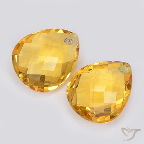 Gemas de Citrino Dorado medio natural de 7.43 ct, En forma de pera, VVS-VS