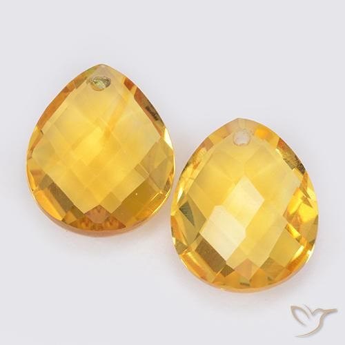 7.39ctw Natural Dorado medio Citrino, En forma de pera, VVS-VS
