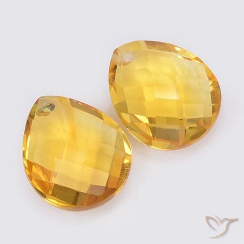Gemas de Citrino Dorado medio natural de 7.39 ct, En forma de pera, VVS-VS