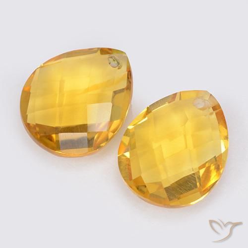 Gemas de Citrino Dorado medio natural de 7.39 ct, En forma de pera, VVS-VS