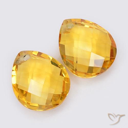 Gemas de Citrino Dorado medio natural de 7.89 ct, En forma de pera, VVS-VS