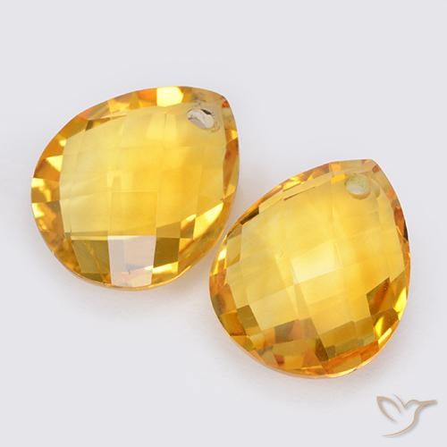 Gemas de Citrino Dorado medio natural de 7.89 ct, En forma de pera, VVS-VS